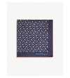 Ferragamo Dog Print Silk Pocket Square In Navy