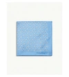 Ferragamo Dog Print Silk Pocket Square In Light Blue
