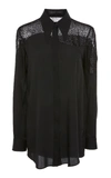 Jeffrey Dodd Curve Seam Velve Devore Button Front Top In Black