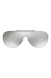 Versace Greek Key Shield Sunglasses In Silver