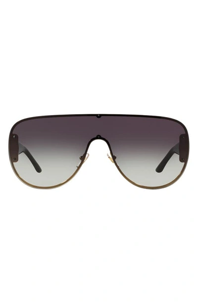 Versace Gradient Greek Key Shield Sunglasses In Light Grey Gradient Dark Blue