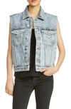 MAJE BENEDICT DENIM VEST,E18BENEDICTEBLUE