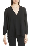 TIBI RUCHED SLEEVE TOP,S118SC7067