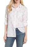 Rails Charli Button-down Linen-blend Shirt With Pineapples In Gold Pineapples