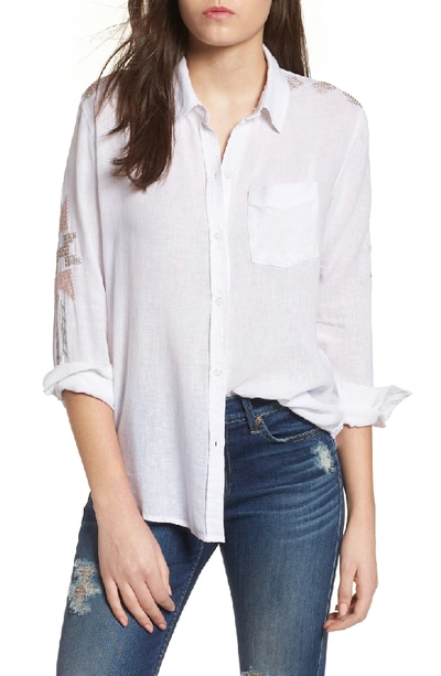 Rails Charli Embroidered Long-sleeve Shirt In White