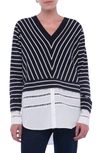 FRENCH CONNECTION TIM TIM STRIPE LAYER SWEATER,768ZR