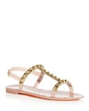 STUART WEITZMAN WOMEN'S JELROSE STUDDED T-STRAP JELLY SANDALS,JELROSE