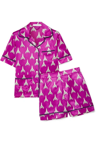 Olivia Von Halle Millicent Printed Silk-satin Pyjama Set In Magenta