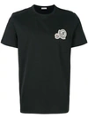 Moncler Black Embroidered Logo T-shirt In Blue