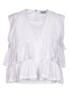 MSGM LAYERED RUFFLE CROPPED BLOUSE,10532850