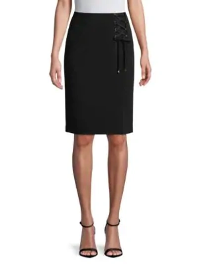 Calvin Klein Lace-up Pencil Skirt In Black