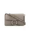 Chloé Small Faye Leather & Suede Shoulder Bag In Grey