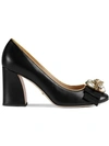 GUCCI Leather mid-heel pump with bee,474483DMBS012789768