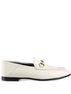 Gucci Off-white Leather Horsebit Loafers