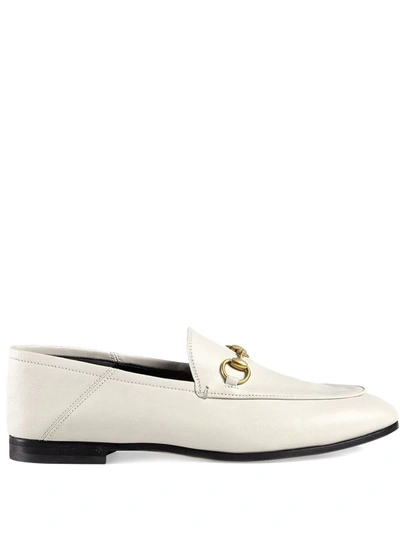 Gucci Off-white Leather Horsebit Loafers