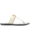 Gucci Marmont Logo-embellished Leather Sandals In Neutrals