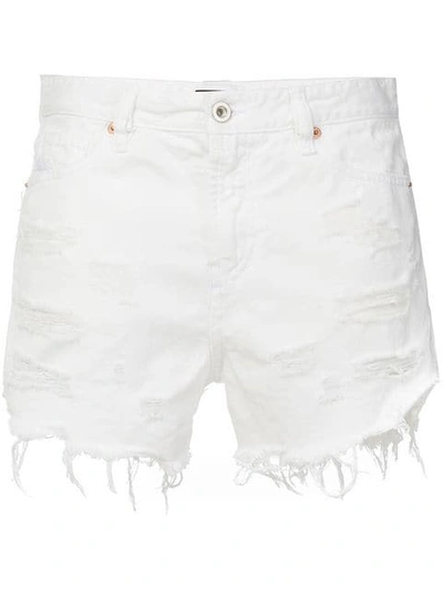 Diesel Distressed Denim Shorts In White