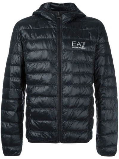 Ea7 Padded Zipped Jacket In Black