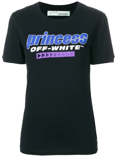 Off-white Princess Off White Print Cotton T Shirt In Black