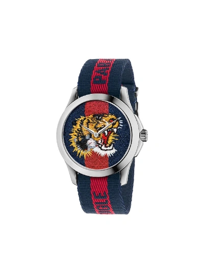 Gucci Watch Le March&eacute; Des Merveilles Watch 38mm Case And Web Angry Cat Pattern In Multi/blue