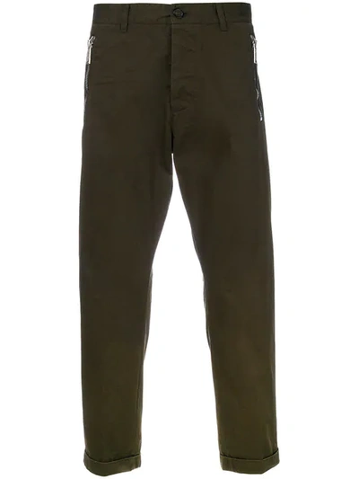 Dsquared2 Cropped Zip Trousers In Green