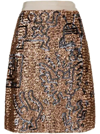 Coach X Keith Haring Embellished Skirt In Pink