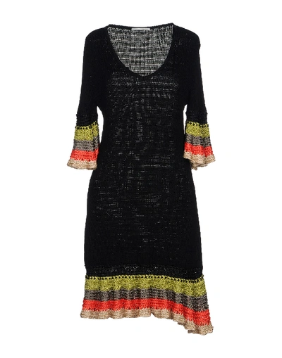 Marco De Vincenzo Crocheted Cotton Dress With Ruffles In Black