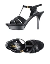 Saint Laurent Tribute Black Sandals With Platform In Patent Leather Woman In Black