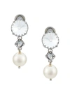 Miu Miu Crystal And Pearl Drop Earrings In Metallic