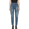 SAINT LAURENT Blue Baggy Repaired Jeans,500434 YB862