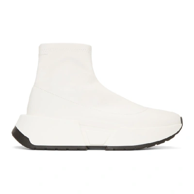 Mm6 Maison Margiela White Second Skin Platform High-top Trainers In 101white