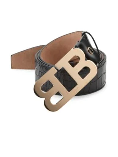 Bally Mirror B Embossed Leather Belt In Black