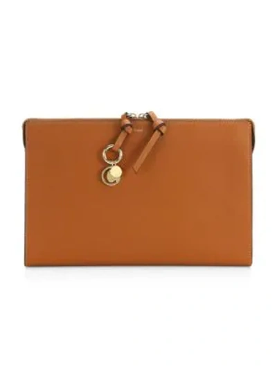 Chloé Small Alphabet Leather Pouch In Tan