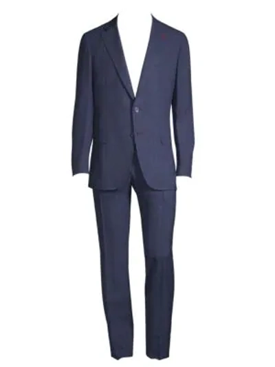 Isaia Summertime Pinstripe Suit In Navy