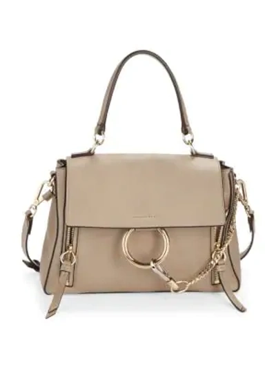 Chloé Faye Day Small Grained Leather Shoulder Bag In Gray