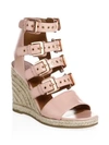 LAURENCE DACADE Rosario Shiny Leather Wedge Sandals
