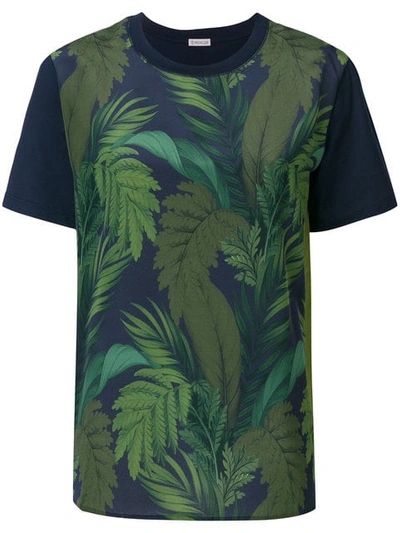 Moncler Foliage Print Contrast Sleeve T In Multicolor