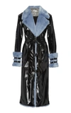 ELEANOR BALFOUR EXCLUSIVE SERENA FAUX FUR-TRIMMED AND VINYL TRENCH COAT,EAW18-035