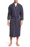 Majestic International Waffle Knit Robe In Navy