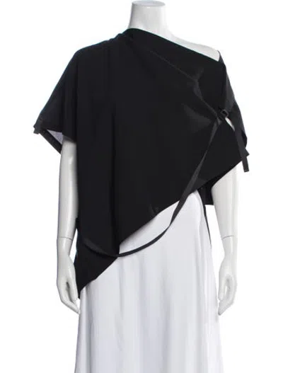 Pre-owned 132 5. Issey Miyake Asymmetrical Short Sleeve Top In Black