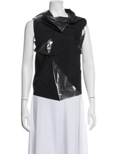 Pre-owned 132 5. Issey Miyake Asymmetrical Sleeveless Top In Black