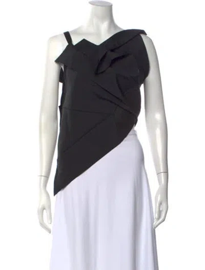Pre-owned 132 5. Issey Miyake Asymmetrical Sleeveless Top In Black