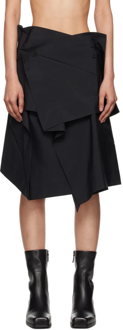 132 5. Issey Miyake Black Asymmetrical Midi Skirt