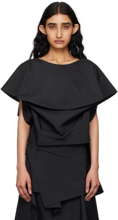 132 5. Issey Miyake Black Bubble Solid Blouse In 15 Black