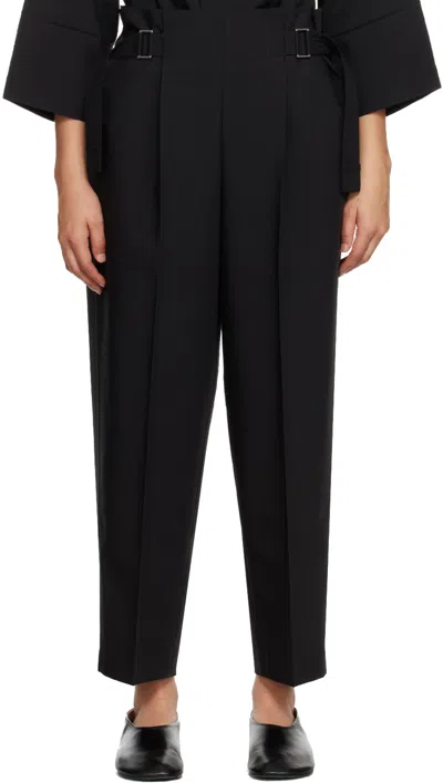 132 5. Issey Miyake Black Flat Tuck Trousers In 15 Black