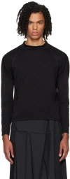 132 5. Issey Miyake Black Mock Neck Long Sleeve T-shirt In 15-black