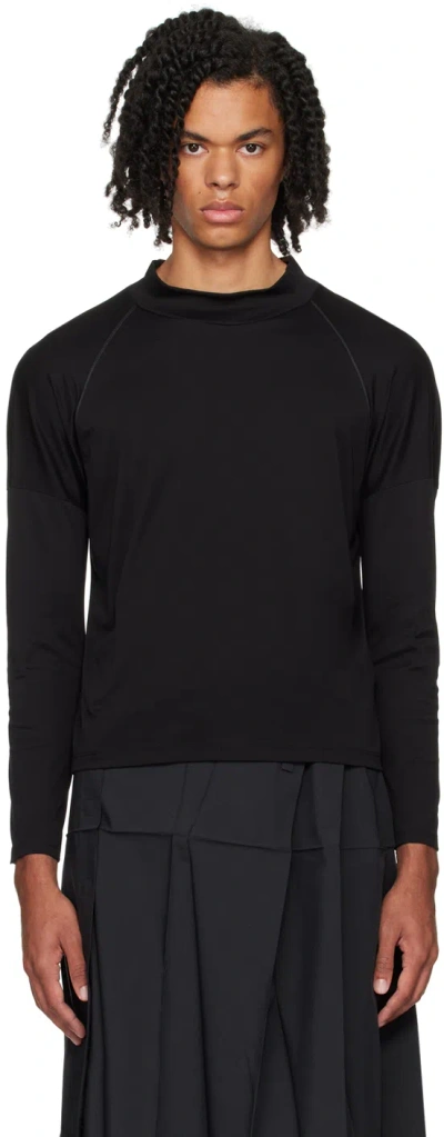 132 5. Issey Miyake Black Mock Neck Long Sleeve T-shirt In 15-black