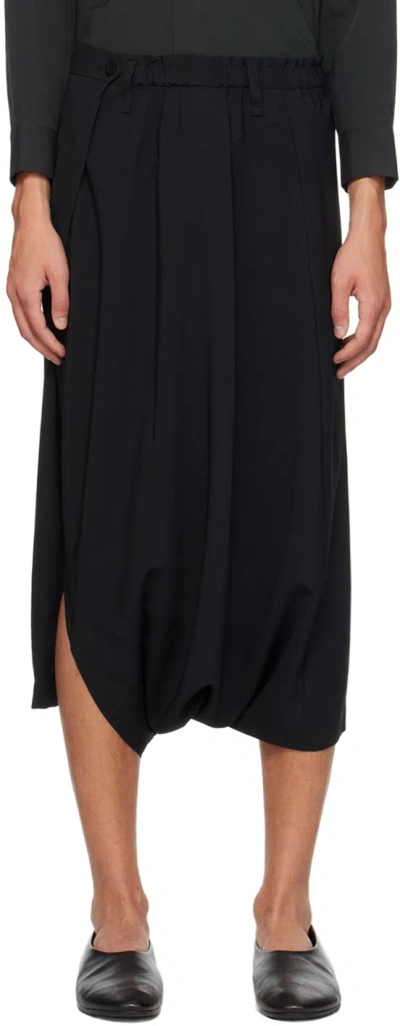 132 5. Issey Miyake Black Seamless Bottoms Basic Trousers In 15-black
