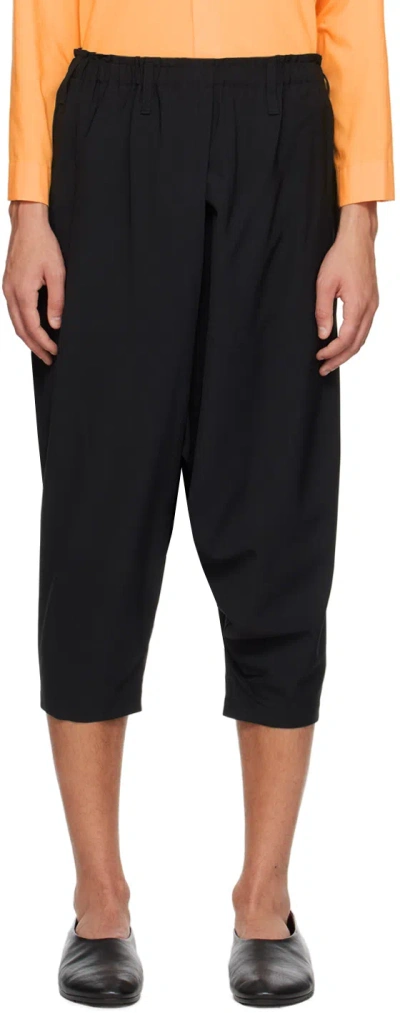 132 5. Issey Miyake Black Seamless Bottoms Basic Trousers In 15-black