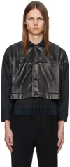 132 5. Issey Miyake Black Tucked Foil Jacket In 15-black